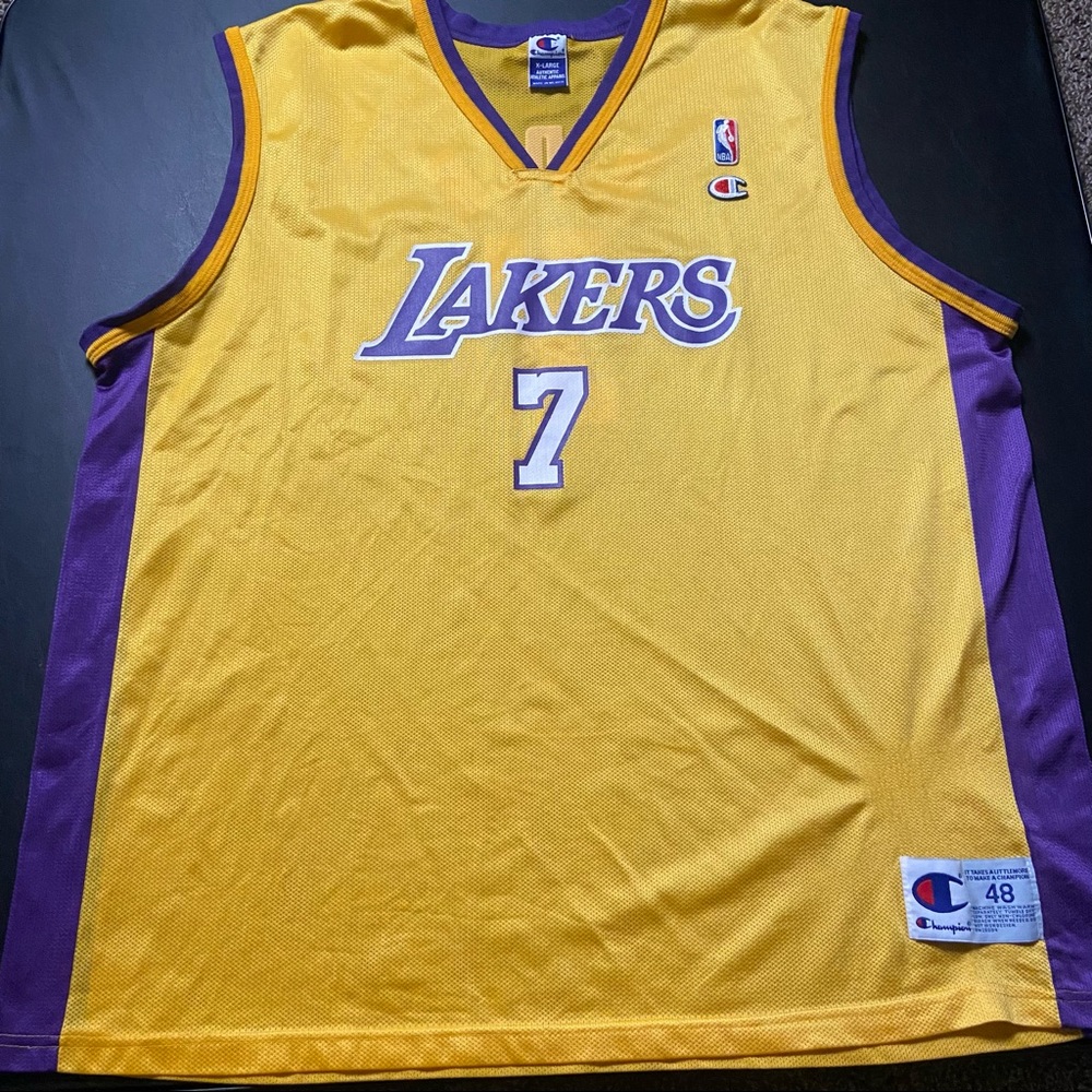 Vintage 90s Champion NBA Los Angeles Lakers Jersey 7 Isaiah Rider Size 48 Men XL - Picture 2 of 11